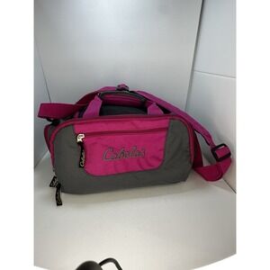 Cabela's Pink Gray Duffle Bag 12" x 8" x 8" Gym Bag Padded‎ Shoulder Strap EUC